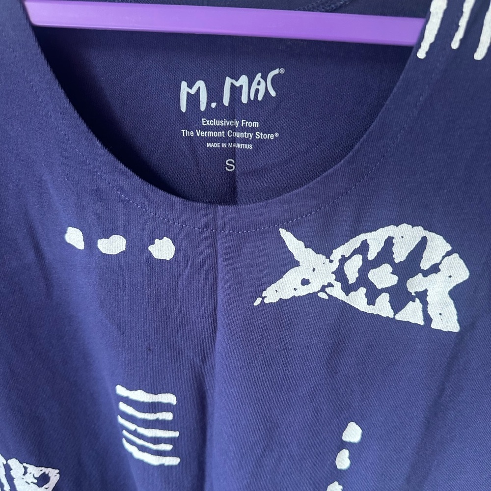 M. Mac Vermont Country Store Short Sleeve Midi T Shirt Dress Blue Small - Picture 2 of 3